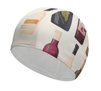 Cute Wines Bottle Swim Cap for Adult, Elastic Fabric Swimming Cap, Comfortable Bathing Cap for Long & Short Hair