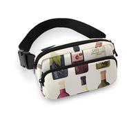 Cute Wines Bottle Waist Bag Fashion Fanny Bag with Adjustable Strap for Outdoor Workout Cycling Unisex, white, 20x13cm, Waist Bag