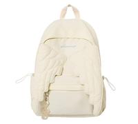 Cute Wing Accent Nylon Knapsack, Lightweight Waterproof Zipper Backpack for Shopping School Commute and Short Outdoor Trips (Beige)