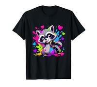 Cute Winking Raccoon with Hearts Color Splash T-Shirt