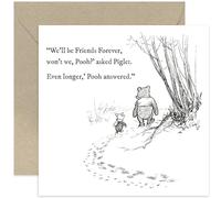 Cute Winnie The Pooh Card for Friends Birthday - 'We'll Be Friends Forever' Friendship Card for Bestie - Thinking of You Card for Friend | Blank Inside Envelope