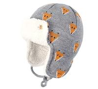 Cute Winter Earflap Hat for Infant Toddler Knitted Fleece Lined Warm Beanie Cap with Ear Flap Cold Weather Thermal Bomber Hats for Baby Girls Boys