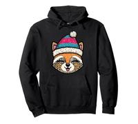 Cute Winter Fox Face Festive Hat Pullover Hoodie
