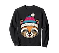 Cute Winter Fox Face Festive Hat Sweatshirt