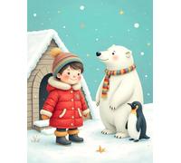 Cute Winter Friends Notebook for Kids: Lined Notebook with Cozy Polar Bear & Penguin Cover | 8.5 x 11 Inches, 110 Pages