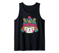 Cute Winter Hat Happy Face Snow Season Tank Top