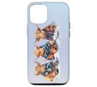 Cute Winter Highland Cows Plaid Scarf Skiing Snowshoe Snow Case for iPhone 12/12 Pro