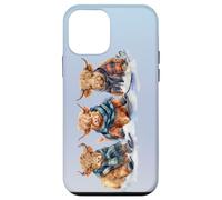 Cute Winter Highland Cows Plaid Scarf Skiing Snowshoe Snow Case for iPhone 12 mini