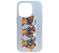 Cute Winter Highland Cows Plaid Scarf Skiing Snowshoe Snow Case for iPhone 14 Pro