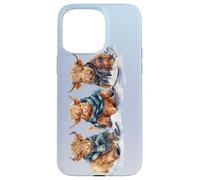 Cute Winter Highland Cows Plaid Scarf Skiing Snowshoe Snow Case for iPhone 15 Pro Max