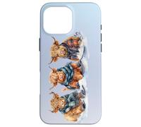Cute Winter Highland Cows Plaid Scarf Skiing Snowshoe Snow Case for iPhone 16 Pro Max