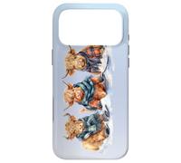 Cute Winter Highland Cows Plaid Scarf Skiing Snowshoe Snow Case for iPhone 17 Pro Max