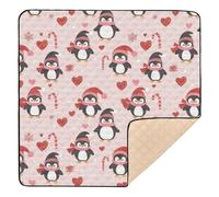 Cute Winter Penguin Prints Baby Play Mat for Floor, 50x50 inch Playpen Mat,Thicken Soft Non-Slip Tummy Time Mat for Toddlers and Infants