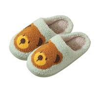 Cute Winter Slippers, Slip-On Cozy Fur Lined Slippers Soft Cute Bear Novelty House Shoes Flat Bottom Anti-Slip Home Shoe Memory Foam Slipper Keeps Warm Breathable Slipper Plush Indoor Shoes