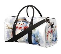 Cute Winter Snowman Foldable Travel Duffle Bag Waterproof Sports Gym Bag with Shoulder Straps