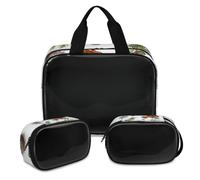 Cute Winter Squirrel Makeup Bag for Women Men, Funny Squirrel Translucent Cosmetic Bag Wash Pouch Shower Bag 3 Pcs Travel Toiletry Toiletries Cosmetic Organizer