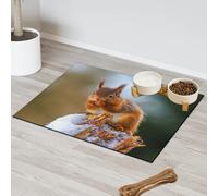 Cute Winter Squirrel Pet Feeding Mat for Cat Dog Water Bowl Food Mats Animal Squirrel Pet Feeding Mats Absorbent Nti-Slip Contain Spills Protects Floors Placemat 60.9 x 81.2 cm