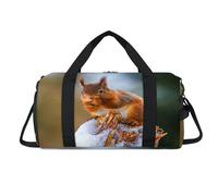 Cute Winter Squirrel Sport Duffel Bag with Shoes Compartment Animal Squirrel Overnight Weekender Bags Travel Gym Luggage Organizer for Women Men Kids Girls Boys