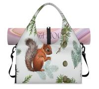 Cute Winter Squirrel Sports Duffel Bag for Women Men Funny Squirrel Weekend Overnight Bag with Shoe Compartment Shoulder Tote Luggage Bag for Yoga Gym Travel