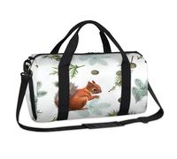 Cute Winter Squirrel Sports Duffel Bags Funny Squirrel Weekend Overnight Bag Casual Tote Holdall Travel Gym Luggage Duffel Bag for Kids Girls Boys Women Men