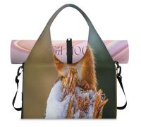 Cute Winter Squirrel Sports Duffle Bag with Shoe Compartment Animal Squirrel Weekend Overnight Bags Tote Cabin Luggage Bag for Gym Yoga Travel