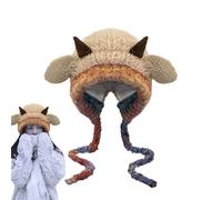Cute Winter Warm Knitted Hat, Cute Sheep Horns Hooded Hat,Knitted Hat with Sheep Hood | Character an Winter Hat