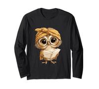 Cute Wise Owl Reading Book with Headscarf Long Sleeve T-Shirt