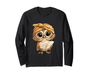 Cute Wise Owl Reading Book with Headscarf Long Sleeve T-Shirt