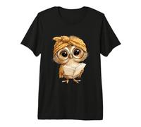 Cute Wise Owl Reading Book with Headscarf Premium T-Shirt