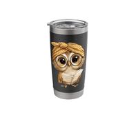 Cute Wise Owl Reading Book with Headscarf Stainless Steel Insulated Tumbler