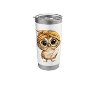 Cute Wise Owl Reading Book with Headscarf Stainless Steel Insulated Tumbler