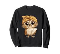 Cute Wise Owl Reading Book with Headscarf Sweatshirt