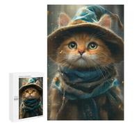 Cute Witch Cat, 1000 PCS Adult Wooden Jigsaw, Relaxing Home Activity, with A Decorative Finished Picture