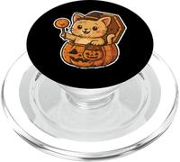 Cute Witch Cat in Pumpkin PopSockets PopGrip for MagSafe