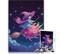 Cute Witch Flying Dragon Puzzle for Teenagers 1000 Pieces Learning through Play Experience Heartfelt Special Occasion Gift Size 38x26cm