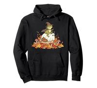 Cute Witch Frog Riding Ghost Snail Autumn Cottagecore Pullover Hoodie