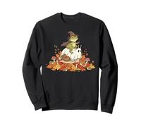 Cute Witch Frog Riding Ghost Snail Autumn Cottagecore Sweatshirt