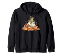 Cute Witch Frog Riding Ghost Snail Autumn Cottagecore Zip Hoodie