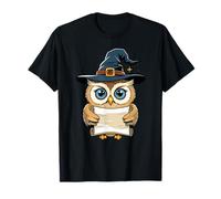 Cute Witch Owl with Magic Scroll Halloween T-Shirt