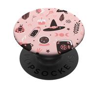 Cute Witch Pink Pastel Goth Witchcraft Wicca Halloween PopSockets Adhesive PopGrip