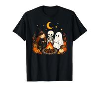 Cute Witch Skeleton Ghost Campfire Camping Value Graphic T-Shirt, Men, Black, XL