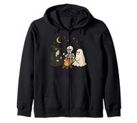 Cute Witch Skeleton Ghost Campfire Camping Zip Hoodie
