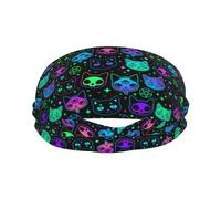 Cute Witchcraft Witch cat Bright Sports Sweatband Head Bands for Women Men Sweat-Absorbing Headbands Suitable for Running Yoga Fitness Football Exercise