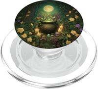 Cute Witchy Wicca Witch Cauldron Moon Halloween Witchcraft PopSockets PopGrip for MagSafe