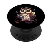 Cute Wizard Owl Reading Book Magic Candle PopSockets Adhesive PopGrip