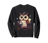 Cute Wizard Owl Reading Book Magic Candle Sweatshirt