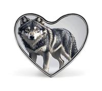Cute Wolf Button Badge Fashion Love Heart Brooch Personalized Exquisite Metal Lapel Pin Button Decoration Heart Lapel Brooch Pin for Clothing Backpack Hat Jackets