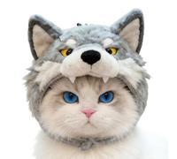 Cute Wolf Hat, Soft Funny Pet Headgear, 11.02 Inches Dog Hat with Plush Feature, Kitty Clothes Accessory, Animal Costume with Adorable Design, Children Boys Girls for Party and Holiday