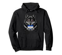 Cute Wolf Heart El Salvadorian Pride El Salvador Flag Pullover Hoodie