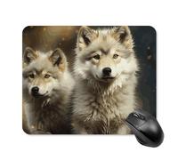 Cute Wolf Mouse Pad Square Mice Mat Waterproof Computer Mousepad with Non-Slip Rubber Base Wireless Mice Pad for Laptop Office Home Personalized Gaming Mousepad 20 * 25cm